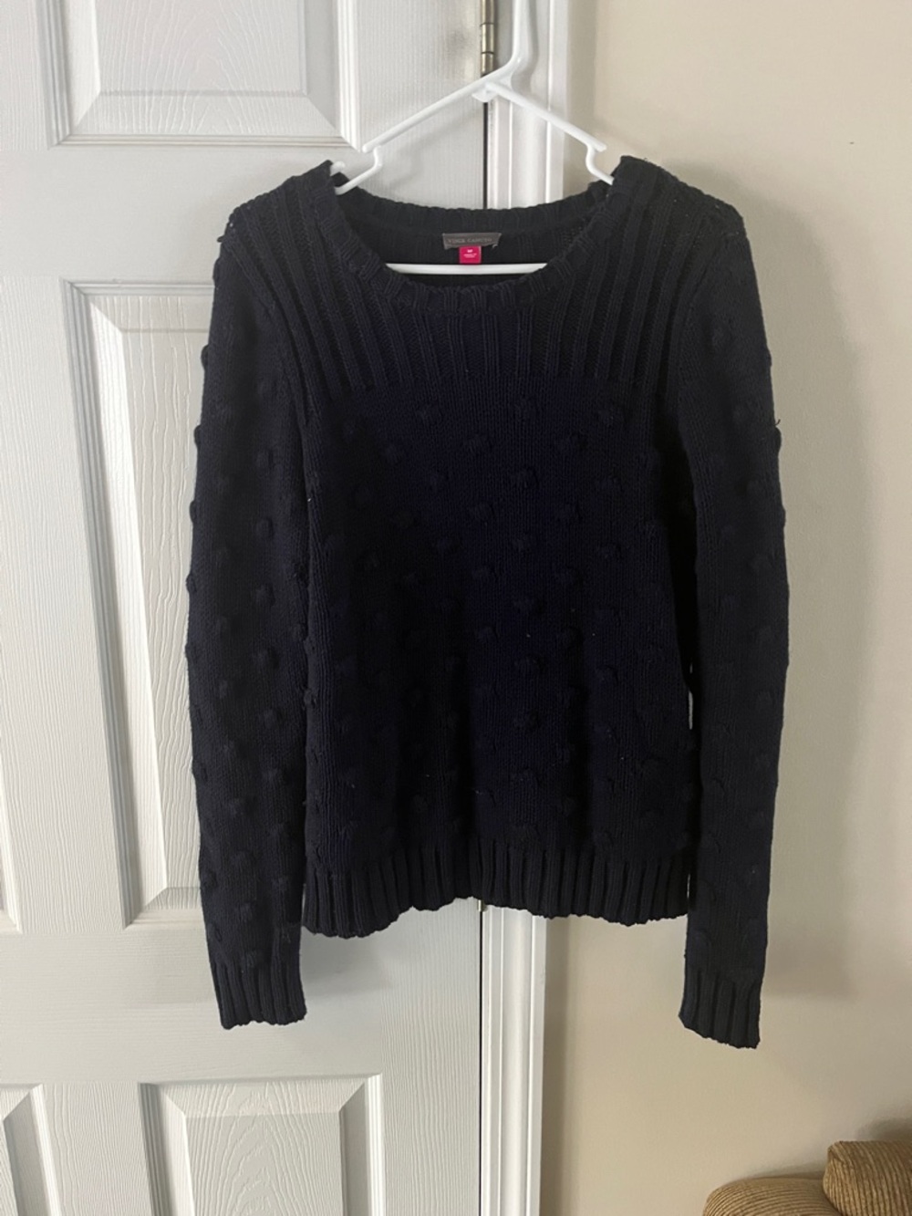 Vince Camuto Navy Textured Crewneck Sweater